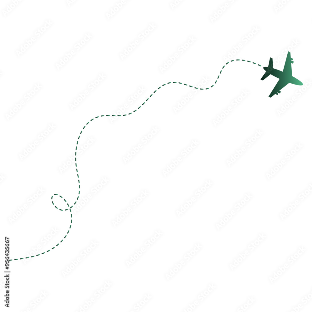 Colorful Airplane Dotted Path Silhouette Isolated on White Background, Vector Graphic Design. Colorful Airplane Dotted Path Silhouette Isolated on White Background, Vector Graphic Design.