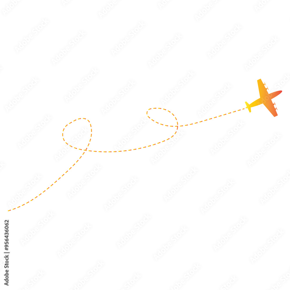 Colorful Airplane Dotted Path Silhouette Isolated on White Background, Vector Graphic Design. Colorful Airplane Dotted Path Silhouette Isolated on White Background, Vector Graphic Design.