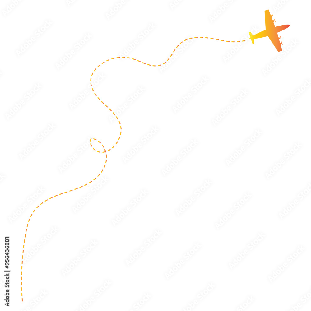 Colorful Airplane Dotted Path Silhouette Isolated on White Background, Vector Graphic Design. Colorful Airplane Dotted Path Silhouette Isolated on White Background, Vector Graphic Design.