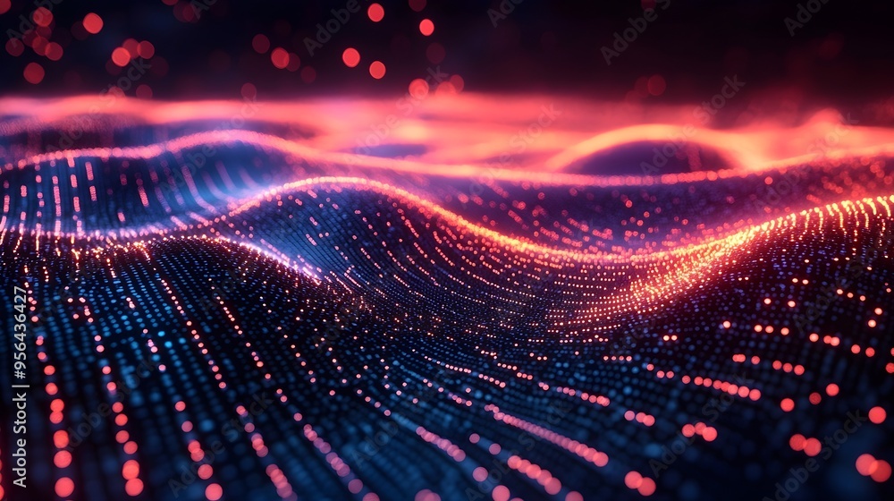 Abstract Red and Blue Light Waves Background Abstract Red and Blue Light Waves Background
