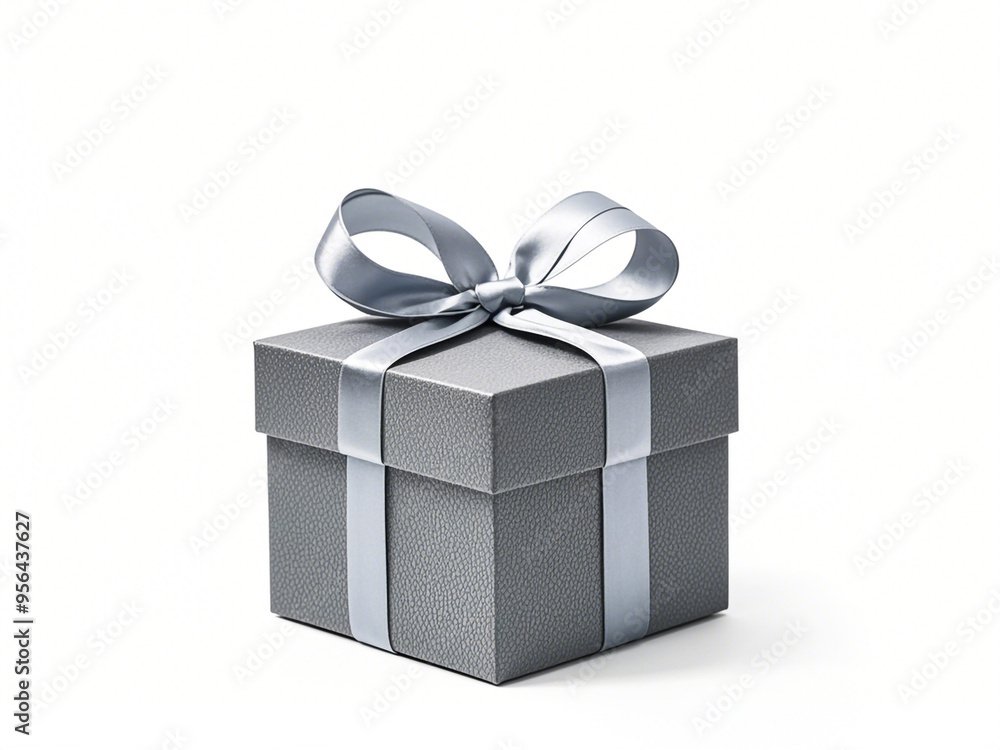 Fototapeta premium Grey gift box isolated on white background