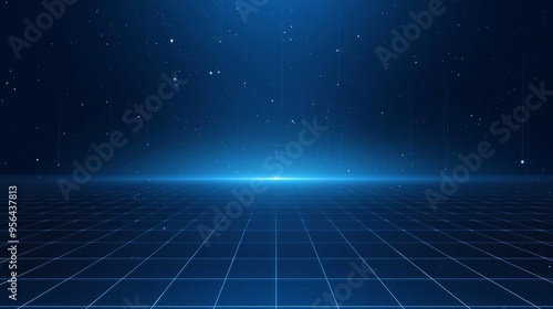 Abstract Blue Digital Grid Background