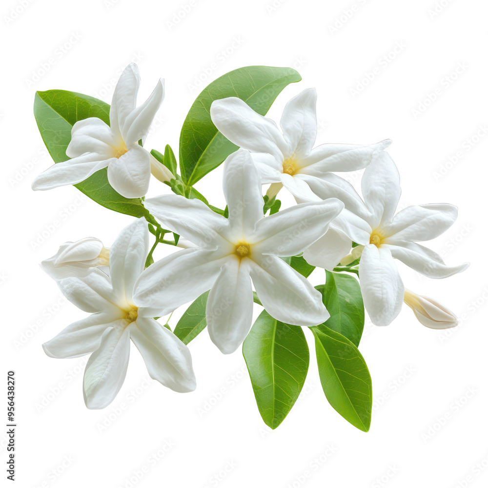Fototapeta premium Night Blooming Jasmine flower object isolated on transparent png.