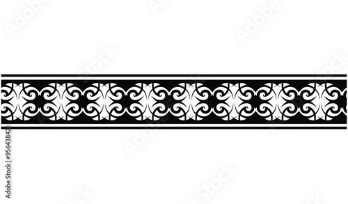 Polynesian tattoo tribal band design. Samoan tattoo tribal ornament border.
 Decorative seamless pattern.