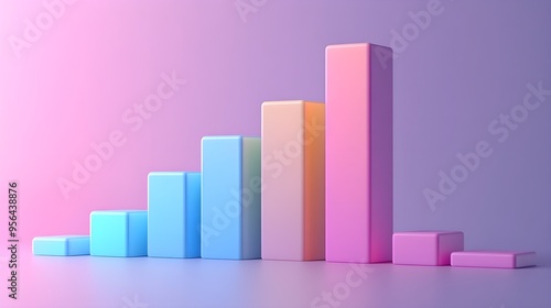 Colorful 3D Bar Graph Growth Chart Abstract Background