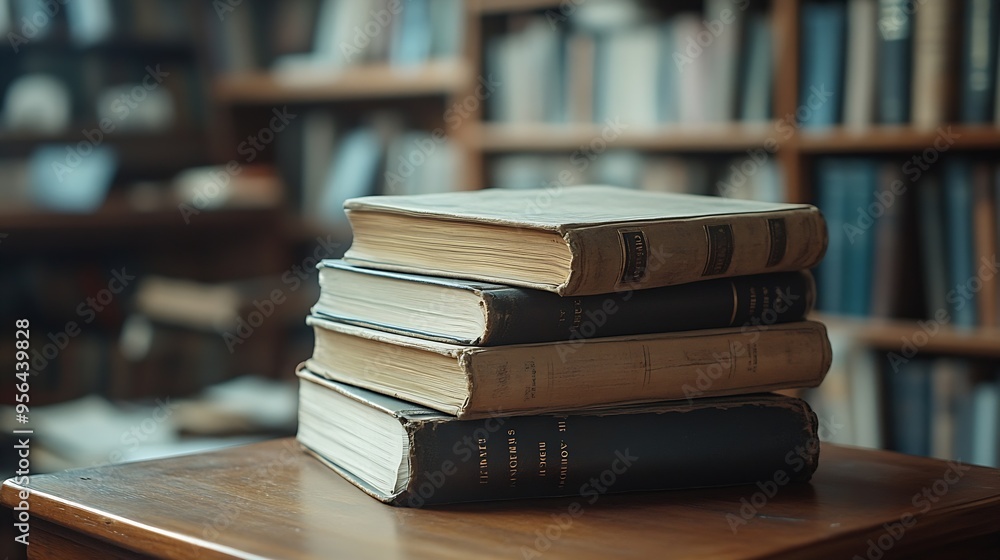 book books on wooden table in library education : Generative AI book books on wooden table in library education : Generative AI
