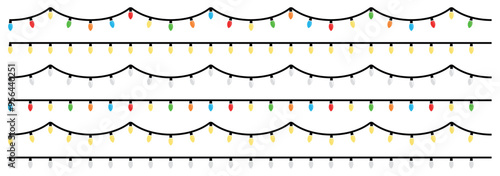 Christmas lights icon set. Christmas lights different color. Vector illustration