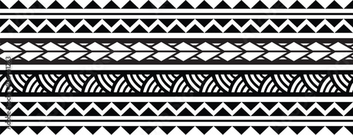 Polynesian tattoo tribal band design. Samoan tattoo tribal ornament border.
 Decorative seamless pattern.