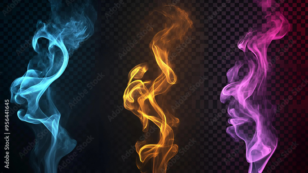 Fototapeta premium Abstract Expressions: A Dynamic Collection of Flames, Textures, and Celestial Graphic Elements