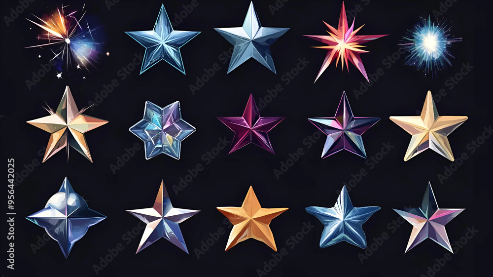 Fototapeta premium Abstract Expressions: A Dynamic Collection of Flames, Textures, and Celestial Graphic Elements