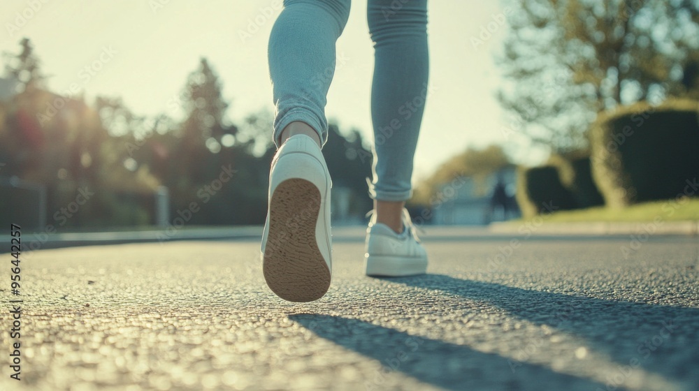 woman walking on pavement, closeup on her legs, bright day woman walking on pavement, closeup on her legs, bright day