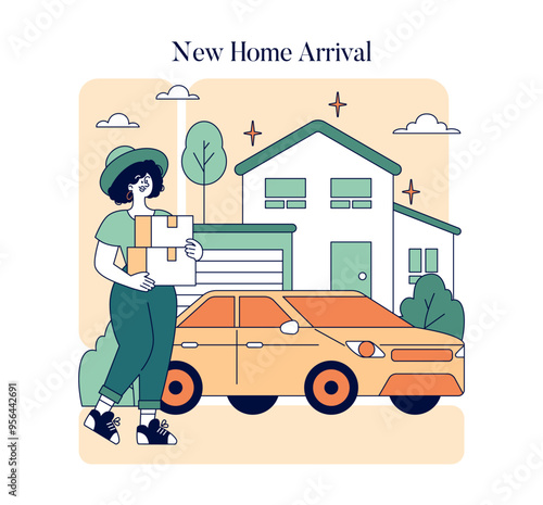 Moving Out. Flat Vector Illustration