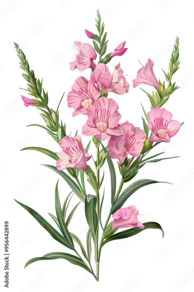 Vibrant Snapdragon flower illustration with lush green leaves, watercolor art, perfect for botanical design or floral art projects, PNG transparent background Vibrant Snapdragon flower illustration with lush green leaves, watercolor art, perfect for botanical design or floral art projects, PNG transparent background