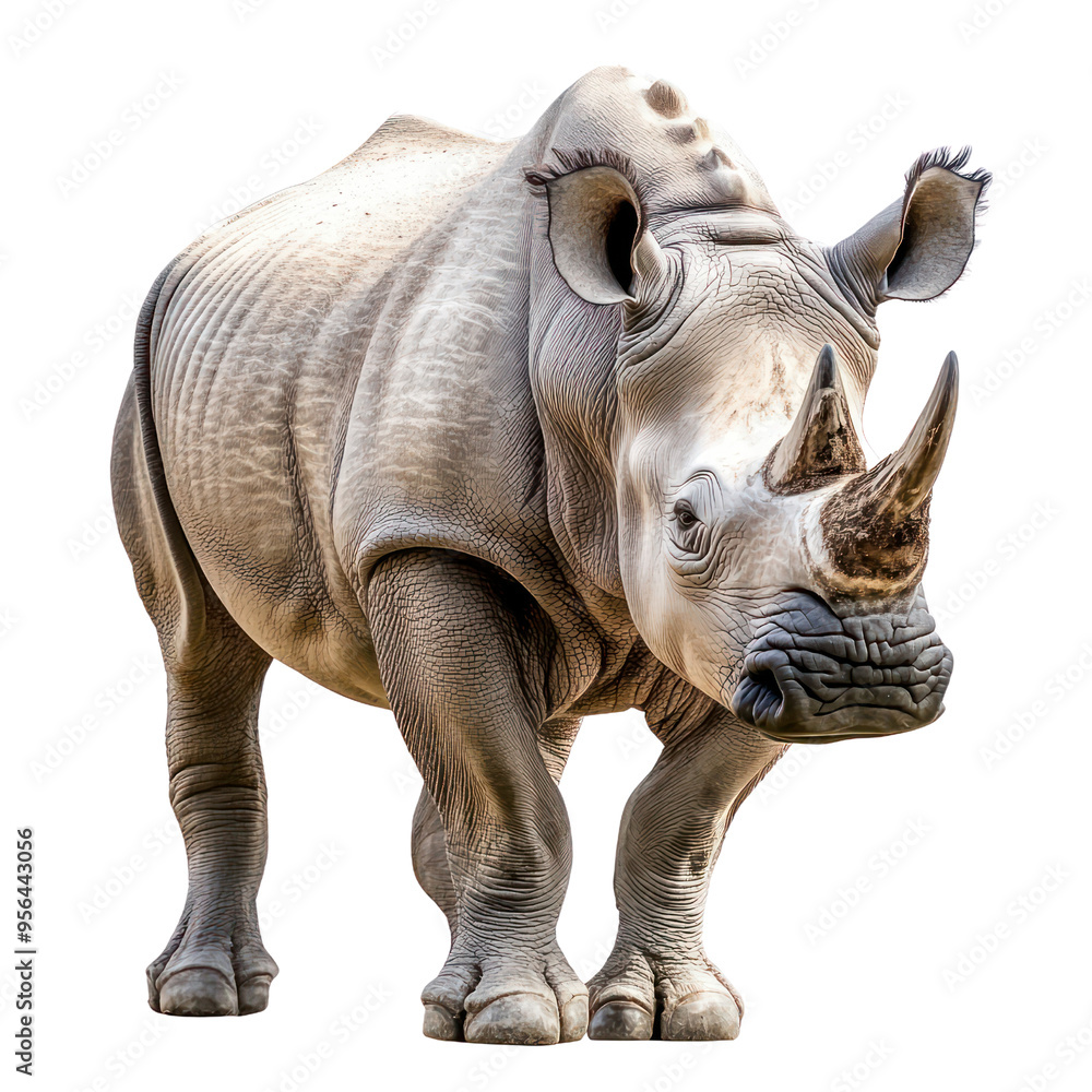 Fototapeta premium Rhinoceros object isolated on transparent png. 