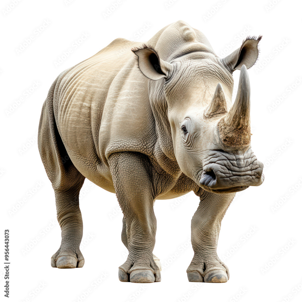 Fototapeta premium Rhinoceros object isolated on transparent png. 