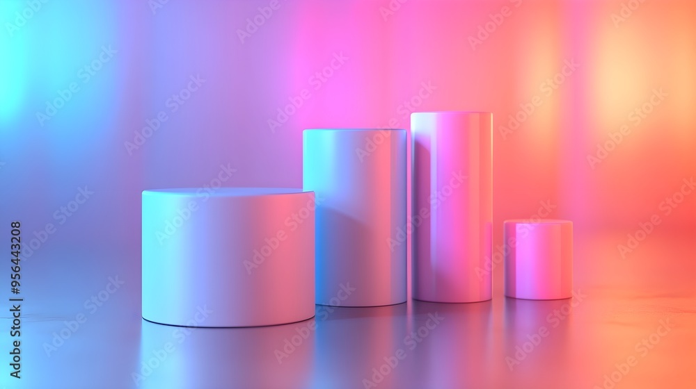 Neon Gradient Background with Cylinders Product Display Neon Gradient Background with Cylinders Product Display