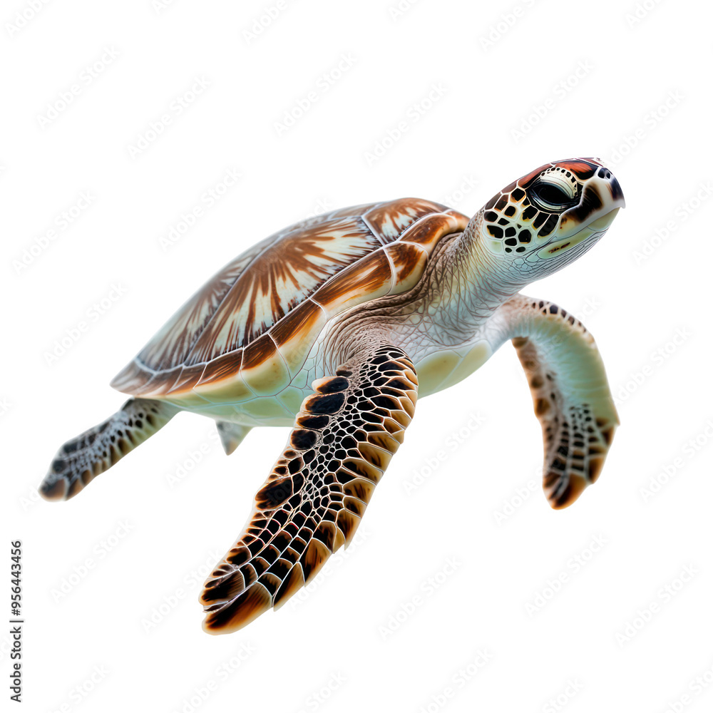 Fototapeta premium Sea turtle object isolated on transparent png.