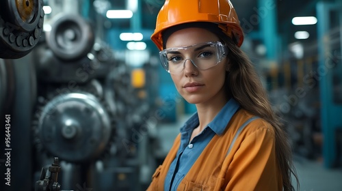 Latin woman engineer inspecting heavy machinery system in production line for manufacturing safety Female technician doing repair service Maintenance machine equipment in metalwork fac : Generative AI photo