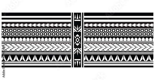 Polynesian tattoo tribal band design. Samoan tattoo tribal ornament border.
 Decorative seamless pattern.