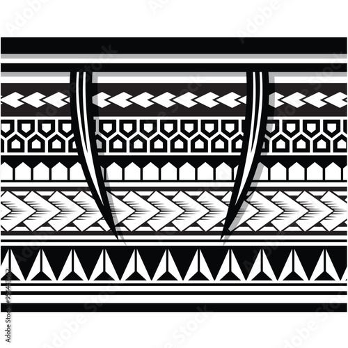 Polynesian tattoo tribal band design. Samoan tattoo tribal ornament border.
 Decorative seamless pattern.