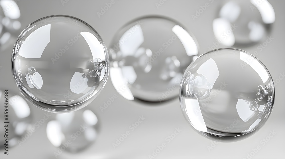 Transparent Spheres Floating Abstract Background Transparent Spheres Floating Abstract Background