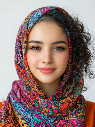 A young woman with curly ha...