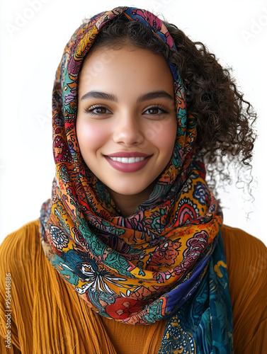 A young woman with curly ha...