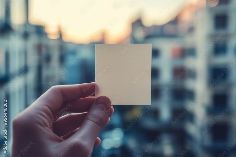 closeup of a hand holding post it with luxury appartment background closeup of a hand holding post it with luxury appartment background