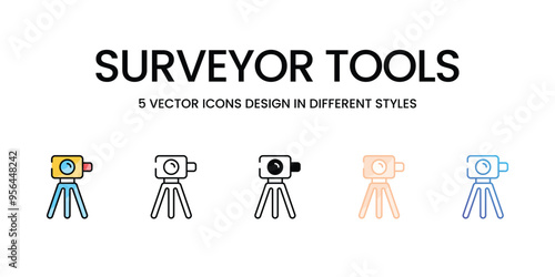 Surveyor Tools icons set ready to use vector icon stock illustration