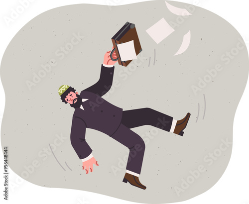 Business man falls down after going bankruptcy, risking losing everything due to lack of insurance