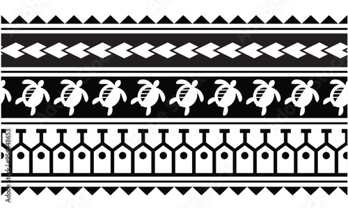 Polynesian tattoo tribal band design. Samoan tattoo tribal ornament border.
 Decorative seamless pattern.