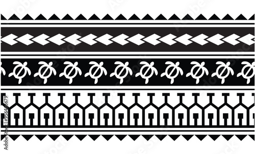 Polynesian tattoo tribal band design. Samoan tattoo tribal ornament border.
 Decorative seamless pattern.