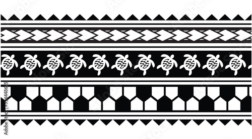 Polynesian tattoo tribal band design. Samoan tattoo tribal ornament border.
 Decorative seamless pattern.