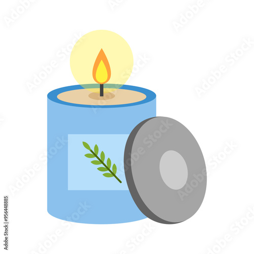 Candle cartoon, digital art illustration.
