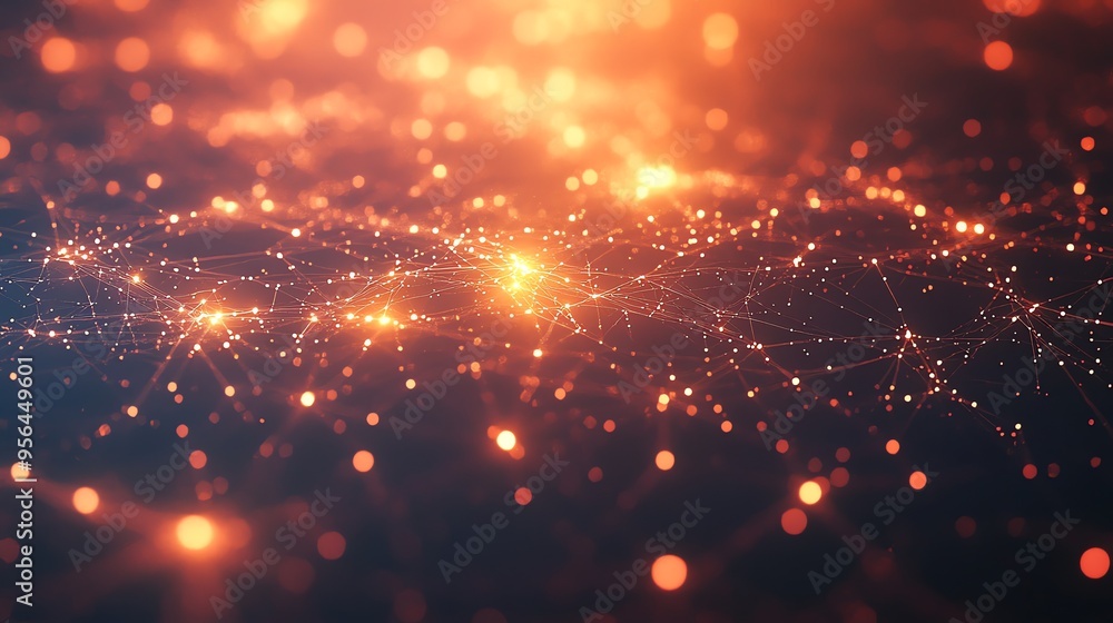 Obraz premium Abstract glowing lines and dots forming a network pattern.