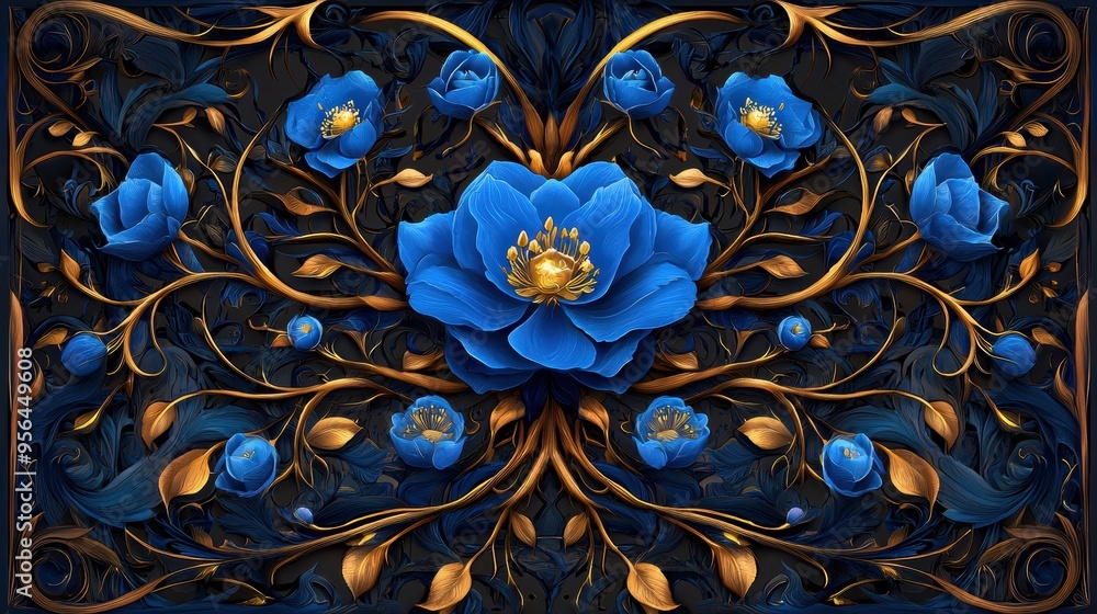 blue and gold ornament blue and gold ornament