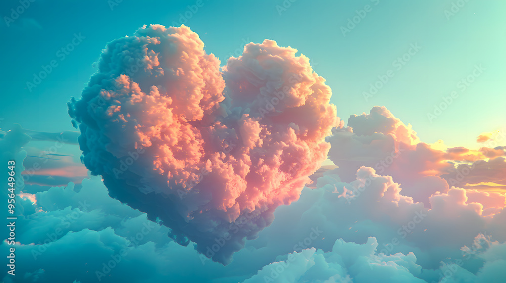 Heart made of clouds in the sky, with pastel colors, love concept, beautiful colorful valentine day heart in the clouds as abstract background Heart made of clouds in the sky, with pastel colors, love concept, beautiful colorful valentine day heart in the clouds as abstract background