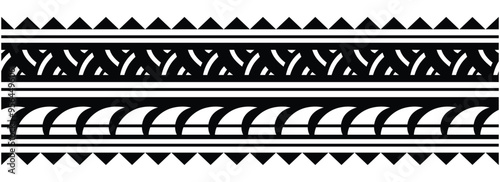 Polynesian tattoo tribal band design. Samoan tattoo tribal ornament border.
 Decorative seamless pattern.