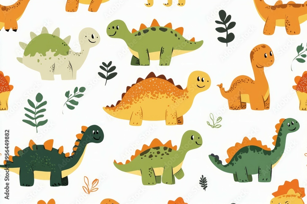 Naklejka premium cute dinosaur set on a white background