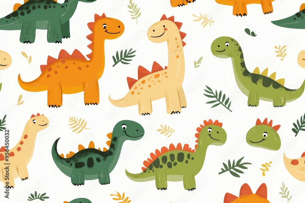 Obraz premium cute dinosaur set on a white background 