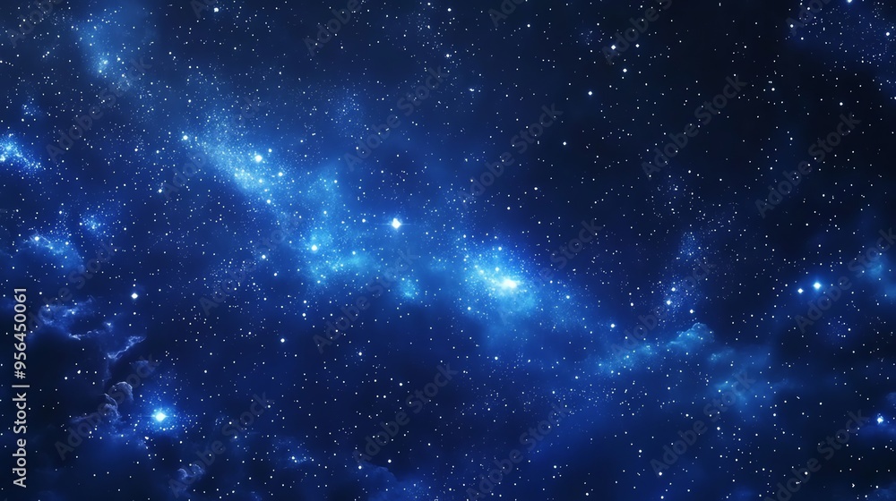 Naklejka premium A starry night sky with a bright, swirling nebula.