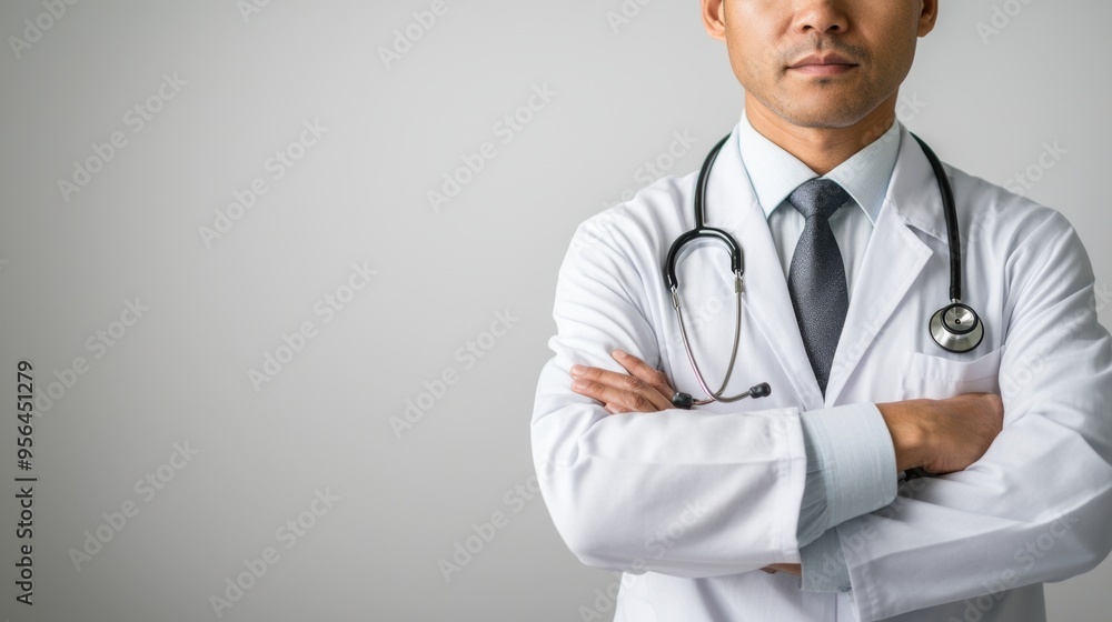 Professional Medical Personnel with Copy Space on Neutral Background Professional Medical Personnel with Copy Space on Neutral Background