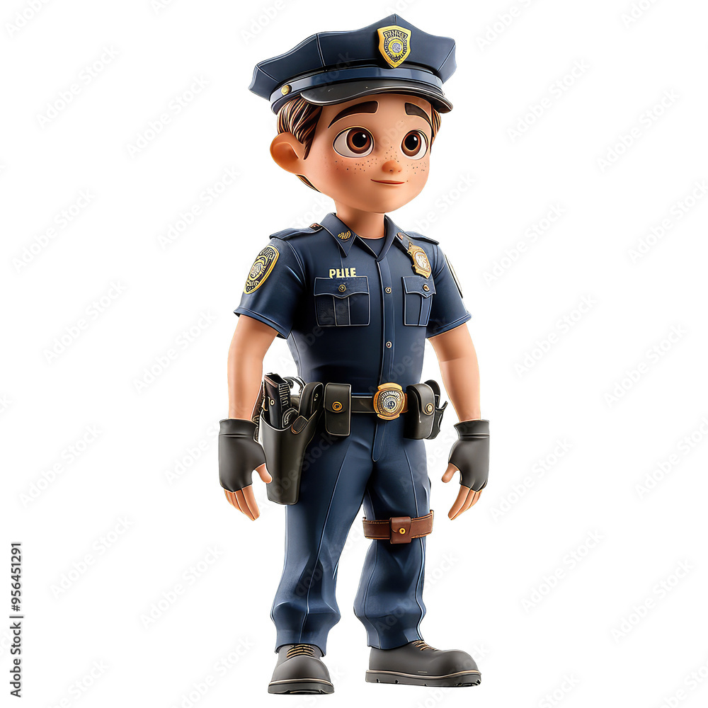 A 3d toy of a police officer with a gun A 3d toy of a police officer with a gun