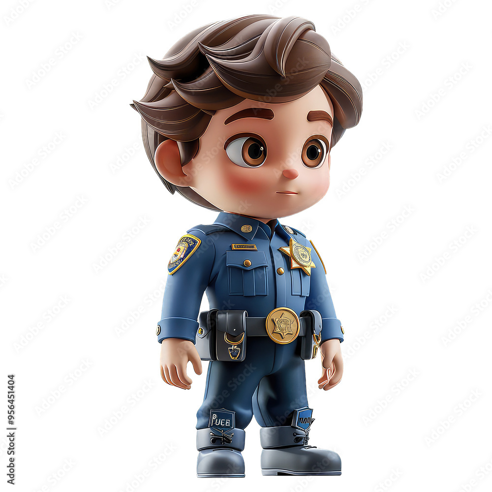 A 3d Rendered cartoon with a blue uniform A 3d Rendered cartoon with a blue uniform