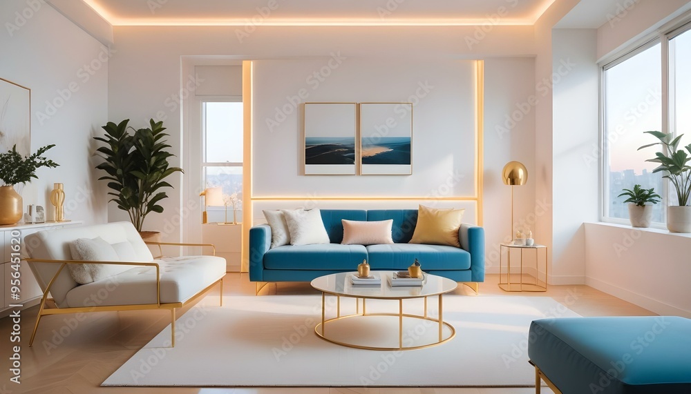 Fototapeta premium Photo interior modern design room 3d illustration