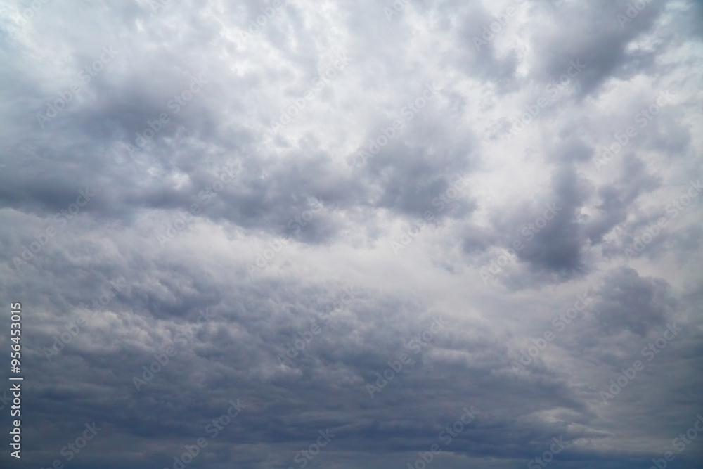 .Sky completely covered by gray-blue clouds .Sky completely covered by gray-blue clouds