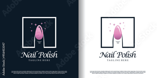 Nail polish logo with creative concept for beauty women premium vector