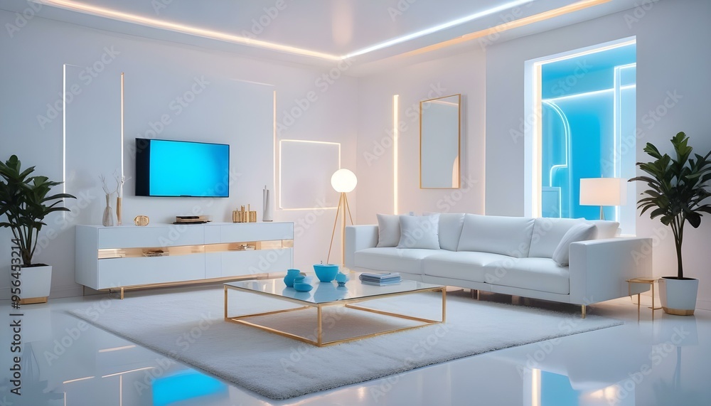 Photo interior modern design room 3d illustration Photo interior modern design room 3d illustration