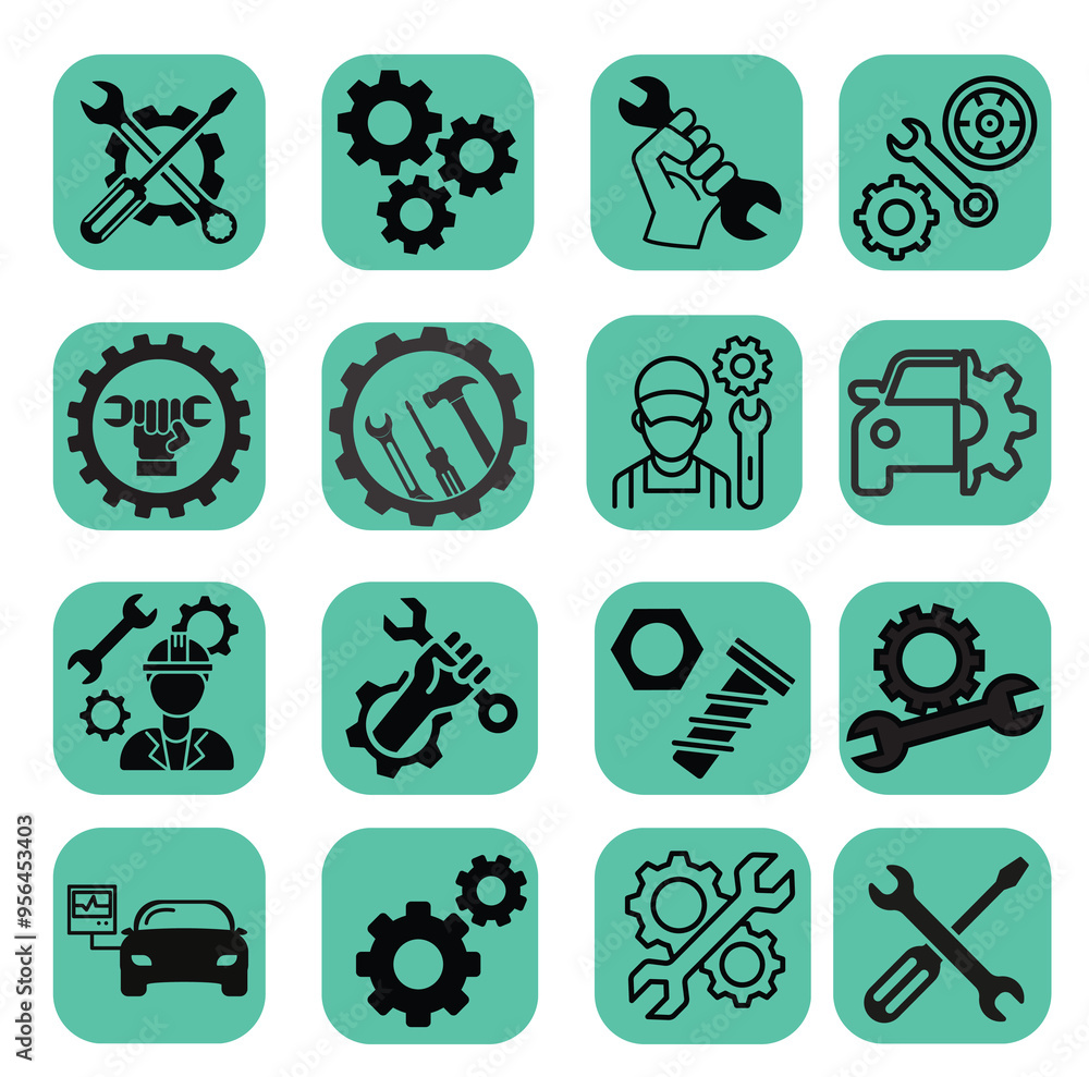 mechanic icon. Meset of icons for design. Set of related to repair, maintenance, construction, Linear icon collection, thin line symbol isolated on white background. mechanic icon. Meset of icons for design. Set of related to repair, maintenance, construction, Linear icon collection, thin line symbol isolated on white background.