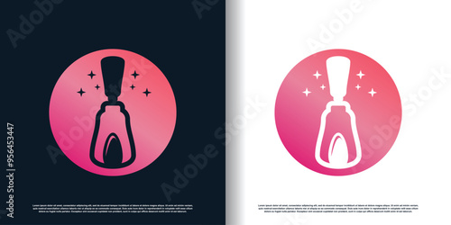 Nail polish logo with creative concept for beauty women premium vector